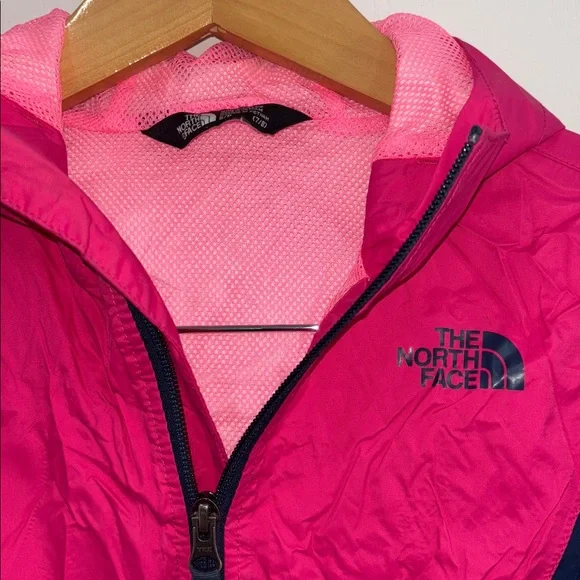 The North Face Dryvent Rain Jacket Girls Size small 7/8 Pink/Navy Blue - Picture 2 of 6